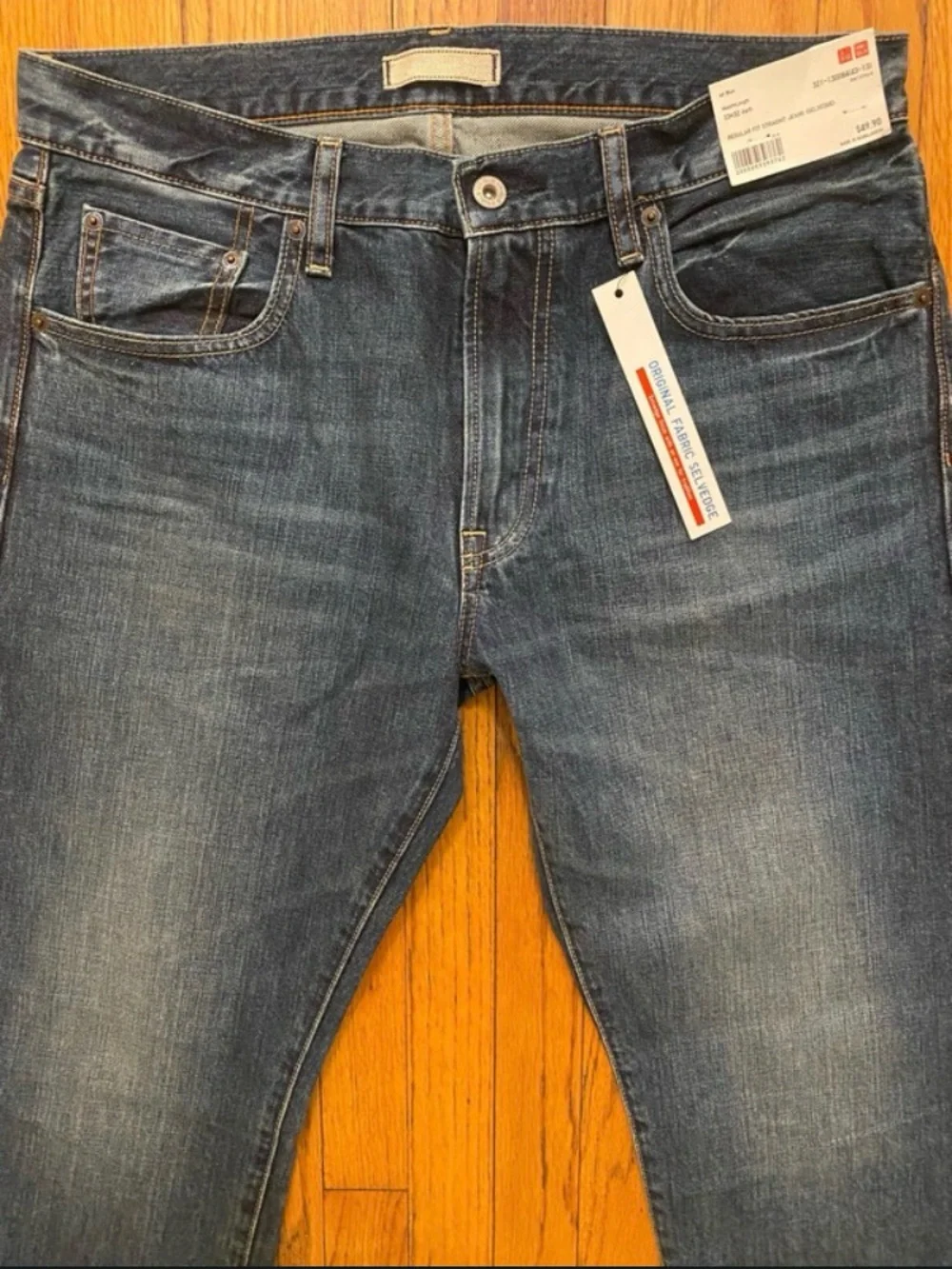 Uniqlo Men's Straight Jeans - Dark Blue Wash